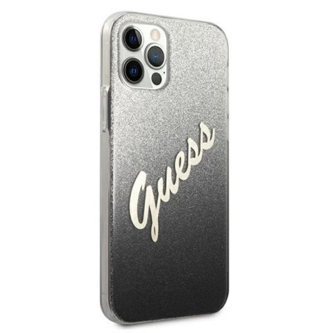 Etui Guess Glitter Gradient Script na iPhone 12 Pro Max - czarne Guess