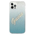 Etui Guess Glitter Gradient Script na iPhone 12 Pro Max - niebieskie Guess