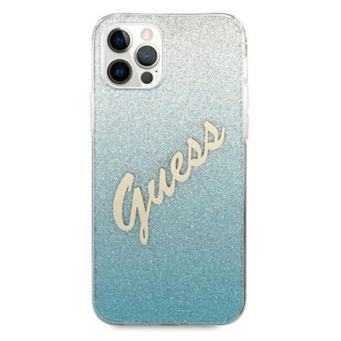 Etui Guess Glitter Gradient Script na iPhone 12 Pro Max - niebieskie Guess