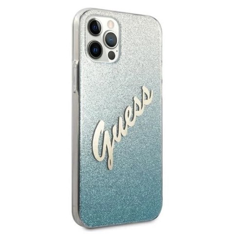 Etui Guess Glitter Gradient Script na iPhone 12 Pro Max - niebieskie Guess