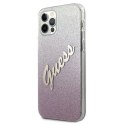 Etui Guess Glitter Gradient Script na iPhone 12 Pro Max - różowe Guess