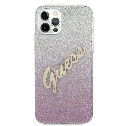 Etui Guess Glitter Gradient Script na iPhone 12 Pro Max - różowe Guess