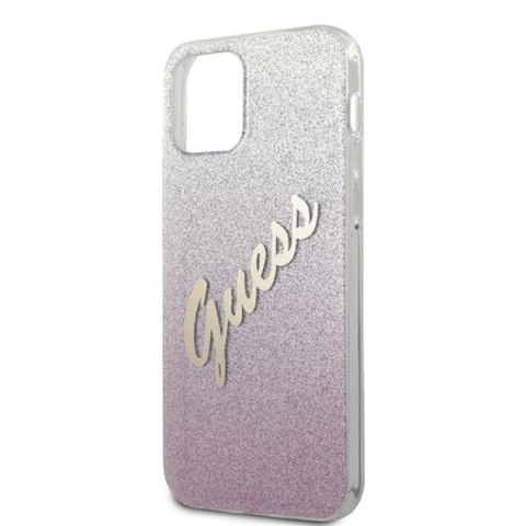 Etui Guess Glitter Gradient Script na iPhone 12 Pro Max - różowe Guess