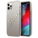 Etui Guess Glitter Gradient Script na iPhone 12 Pro Max - złote Guess