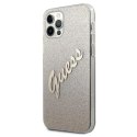 Etui Guess Glitter Gradient Script na iPhone 12 Pro Max - złote Guess