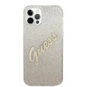 Etui Guess Glitter Gradient Script na iPhone 12 Pro Max - złote Guess