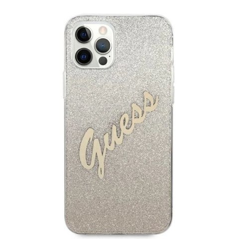 Etui Guess Glitter Gradient Script na iPhone 12 Pro Max - złote Guess