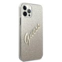 Etui Guess Glitter Gradient Script na iPhone 12 Pro Max - złote Guess