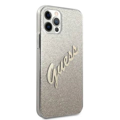Etui Guess Glitter Gradient Script na iPhone 12 Pro Max - złote Guess