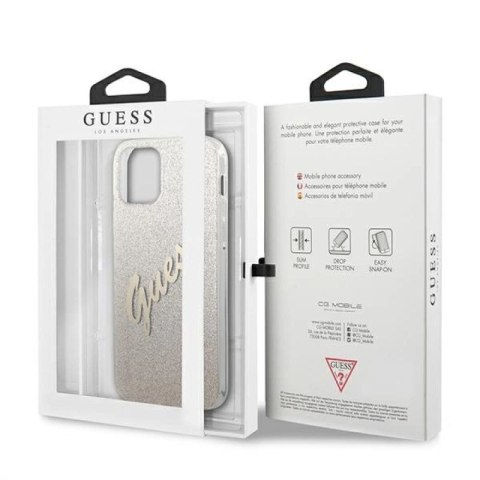 Etui Guess Glitter Gradient Script na iPhone 12 Pro Max - złote Guess