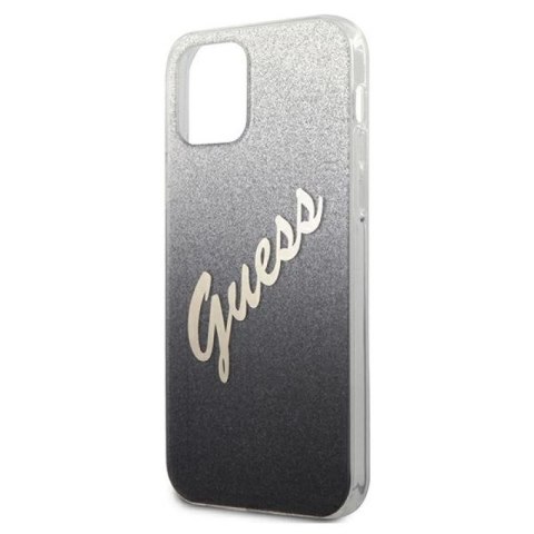 Etui Guess Glitter Gradient Script na iPhone 12 / iPhone 12 Pro - czarne Guess