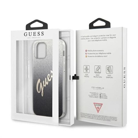 Etui Guess Glitter Gradient Script na iPhone 12 / iPhone 12 Pro - czarne Guess