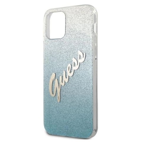 Etui Guess Glitter Gradient Script na iPhone 12 / iPhone 12 Pro - niebieskie Guess