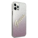 Etui Guess Glitter Gradient Script na iPhone 12 / iPhone 12 Pro - różowe Guess
