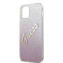 Etui Guess Glitter Gradient Script na iPhone 12 / iPhone 12 Pro - różowe Guess