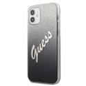 Etui Guess Glitter Gradient Script na iPhone 12 mini - czarne Guess
