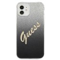 Etui Guess Glitter Gradient Script na iPhone 12 mini - czarne Guess