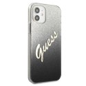 Etui Guess Glitter Gradient Script na iPhone 12 mini - czarne Guess