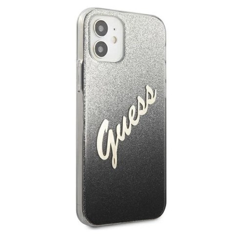 Etui Guess Glitter Gradient Script na iPhone 12 mini - czarne Guess