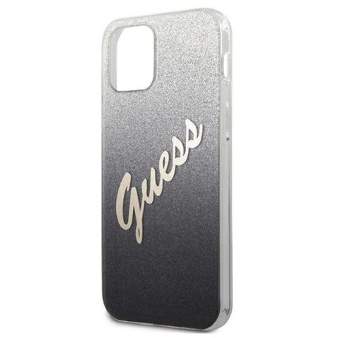 Etui Guess Glitter Gradient Script na iPhone 12 mini - czarne Guess