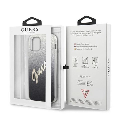 Etui Guess Glitter Gradient Script na iPhone 12 mini - czarne Guess