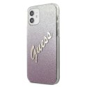 Etui Guess Glitter Gradient Script na iPhone 12 mini - różowe Guess