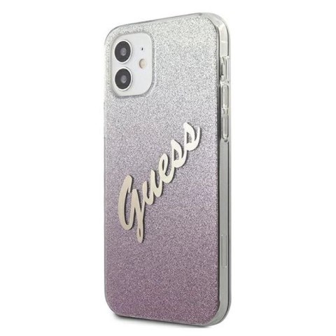 Etui Guess Glitter Gradient Script na iPhone 12 mini - różowe Guess