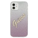 Etui Guess Glitter Gradient Script na iPhone 12 mini - różowe Guess