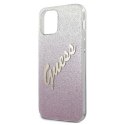 Etui Guess Glitter Gradient Script na iPhone 12 mini - różowe Guess