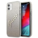 Etui Guess Glitter Gradient Script na iPhone 12 mini - złote Guess