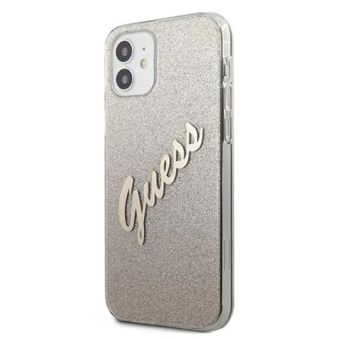 Etui Guess Glitter Gradient Script na iPhone 12 mini - złote Guess