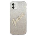Etui Guess Glitter Gradient Script na iPhone 12 mini - złote Guess