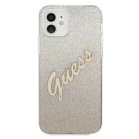Etui Guess Glitter Gradient Script na iPhone 12 mini - złote Guess
