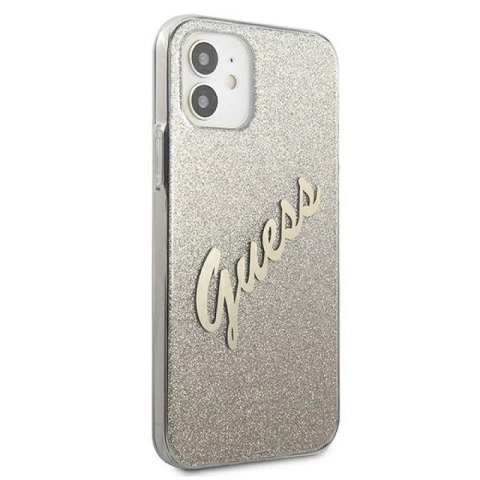 Etui Guess Glitter Gradient Script na iPhone 12 mini - złote Guess