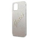 Etui Guess Glitter Gradient Script na iPhone 12 mini - złote Guess
