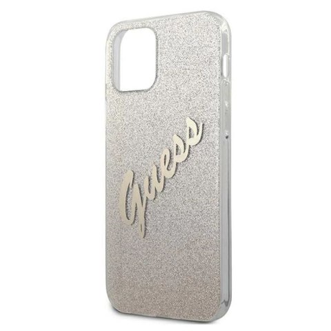 Etui Guess Glitter Gradient Script na iPhone 12 mini - złote Guess