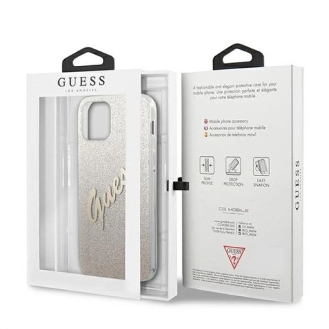 Etui Guess Glitter Gradient Script na iPhone 12 mini - złote Guess