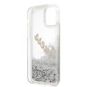 Etui Guess Glitter Vintage Script na iPhone 12 Pro Max - srebrne Guess