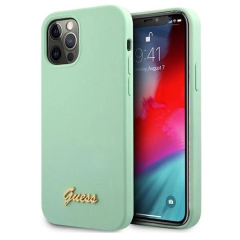 Etui Guess Metal Logo Script na iPhone 12 Pro Max 6,7" - zielone Guess