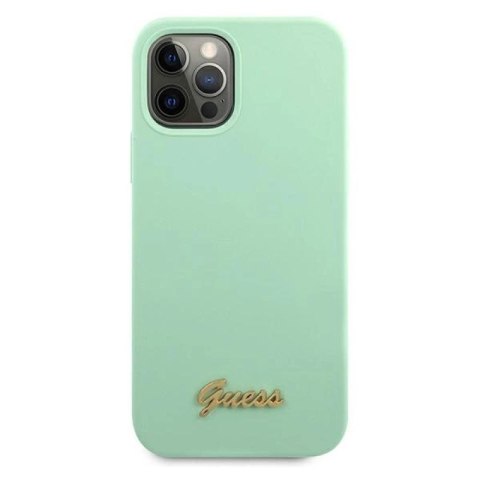 Etui Guess Metal Logo Script na iPhone 12 Pro Max 6,7" - zielone Guess
