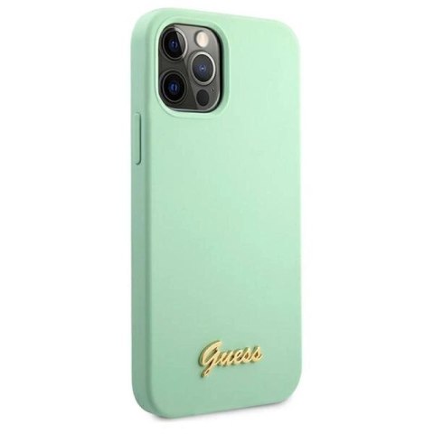 Etui Guess Metal Logo Script na iPhone 12 Pro Max 6,7" - zielone Guess