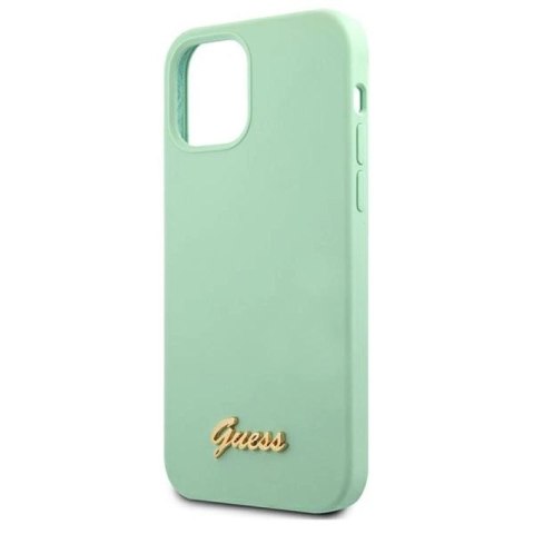Etui Guess Metal Logo Script na iPhone 12 Pro Max 6,7" - zielone Guess