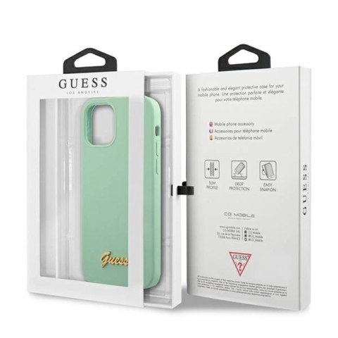 Etui Guess Metal Logo Script na iPhone 12 Pro Max 6,7" - zielone Guess