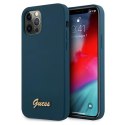 Etui Guess Metal Logo Script na iPhone 12 Pro Max - niebieskie Guess