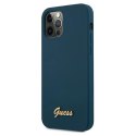 Etui Guess Metal Logo Script na iPhone 12 Pro Max - niebieskie Guess