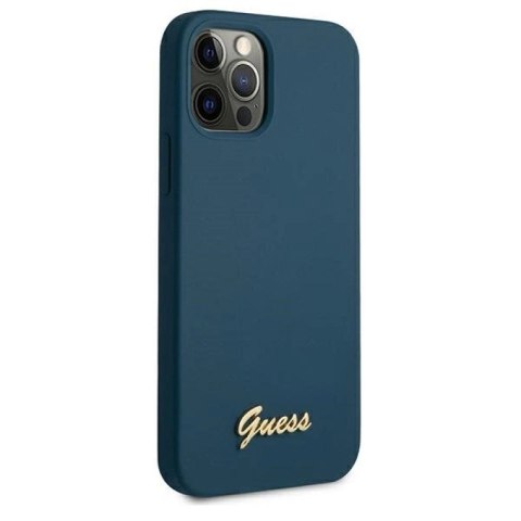 Etui Guess Metal Logo Script na iPhone 12 Pro Max - niebieskie Guess
