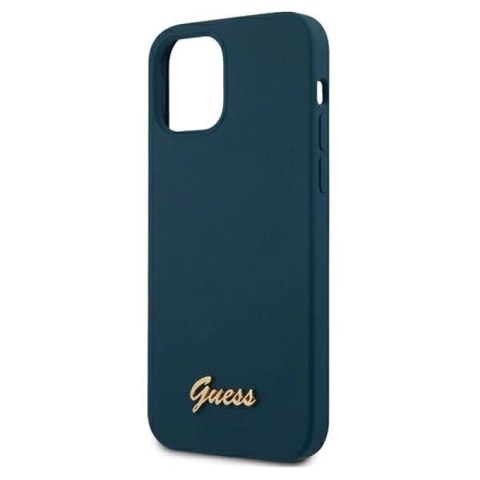 Etui Guess Metal Logo Script na iPhone 12 Pro Max - niebieskie Guess