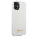 Etui Guess Metal Logo Script na iPhone 12 mini - białe Guess
