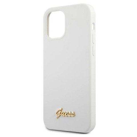 Etui Guess Metal Logo Script na iPhone 12 mini - białe Guess