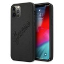 Etui Guess Saffiano Vintage Script na iPhone 12 Pro Max 6,7" - czarne Guess